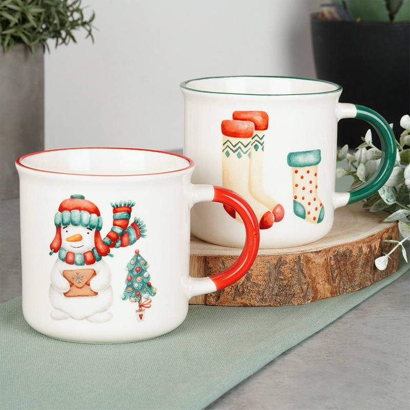 Mugs Porcelain Christmas 380 ml 2 pcs